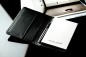 Preview: Memoblock DIN A7 PREMIUM LEDER BOXCALF schwarz (glatt)