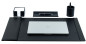 Preview: Schreibunterlage 65x45 mit Klappleiste inkl. Block + Kalender 2026/2027 PREMIUM LEDER BOXCALF schwarz (glatt)