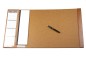 Preview: Schreibunterlage 65x45 mit Klappleiste inkl. Block + Kalender 25/26 PREMIUM LEDER BOXCALF cuoiobraun (glatt)
