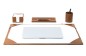 Preview: Schreibunterlage mit 4 Ecken + Papierblock PREMIUM LEDER BOXCALF cuoiobraun (glatt)