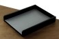 Preview: Briefablagekasten für A4 - ACRYL schwarz Kombination mit PREMIUM LEDER BOXCALF grau (glatt)