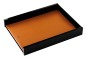 Preview: Briefablagekasten für A4 - ACRYL schwarz Kombination mit PREMIUM LEDER BOXCALF cuoiobraun (glatt)