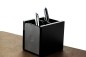 Preview: Stifteköcher DUO - ACRYL schwarz Kombination mit PREMIUM LEDER BOXCALF grau (glatt)