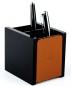 Preview: Stifteköcher DUO - ACRYL schwarz Kombination mit PREMIUM LEDER BOXCALF cuoiobraun (glatt)