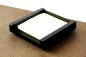 Preview: Haftnotiz Post It Spender - ACRYL schwarz Kombination mit PREMIUM LEDER BOXCALF schwarz (glatt)