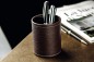 Preview: Stifteköcher PREMIUM LEDER SOFT GRAIN dunkelbraun (genarbt)