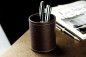 Preview: Stifteköcher PREMIUM LEDER SOFT GRAIN dunkelbraun (genarbt)