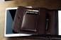 Preview: Media Tablet Schreibmappe DIN A5 PREMIUM LEDER SOFT GRAIN dunkelbraun (genarbt)