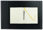 Preview: Schreibunterlage 65x45 mit Klappleiste inkl. Block + Kalender 2026/2027 PREMIUM LEDER SOFT GRAIN schwarz (genarbt)