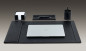 Preview: Schreibunterlage 65x45 mit Klappleiste inkl. Block + Kalender 2026/2027 PREMIUM LEDER SOFT GRAIN schwarz (genarbt)