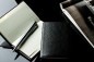 Preview: Pocket / Westentaschen Adressbuch (gebunden) PREMIUM LEDER SOFTGRAIN schwarz (genarbt)
