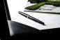 Preview: Schreibunterlage mit 4 Ecken + Papierblock PREMIUM LEDER SOFTGRAIN schwarz (genarbt)