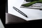 Preview: Schreibunterlage mit 4 Ecken + Papierblock PREMIUM LEDER SOFTGRAIN dunkelbraun (genarbt)