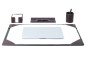Preview: Schreibunterlage mit 4 Ecken + Papierblock PREMIUM LEDER SOFTGRAIN dunkelbraun (genarbt)