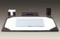 Preview: Schreibunterlage mit 4 Ecken + Papierblock PREMIUM LEDER SOFTGRAIN dunkelbraun (genarbt)