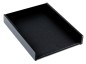 Preview: Briefablagekasten für A4 - ACRYL schwarz Kombination mit PREMIUM LEDER Softgrain schwarz (genbarbt)