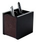 Preview: Stifteköcher DUO - ACRYL schwarz Kombination mit PREMIUM LEDER SOFTGRAIN dunkelbraun (genarbt)