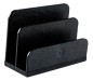 Preview: Briefständer - ACRYL schwarz Kombination mit PREMIUM LEDER SOFTGRAIN schwarz (genarbt)