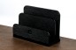 Preview: Briefständer - ACRYL schwarz Kombination mit PREMIUM LEDER SOFTGRAIN schwarz (genarbt)