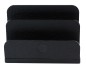 Preview: Briefständer - ACRYL schwarz Kombination mit PREMIUM LEDER SOFTGRAIN schwarz (genarbt)