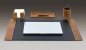 Preview: Schreibunterlage mit 2 Seitenleisten PREMIUM LEDER VINTAGE Anilin cuoiobraun