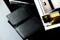 Preview: Visitenkartenetui PREMIUM LEDER MANHATTAN schwarz mit Paglia Narbung