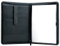 Preview: RV-Schreibmappe DIN A4 mit iPad Fach PREMIUM LEDER MANHATTAN schwarz mit Paglia Narbung