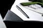 Preview: Schreibunterlage mit 4 Ecken + Papierblock PREMIUM LEDER MANHATTAN Paglia schwarz