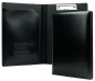 Preview: Klemmbrettmappe DIN A4 mit Blockklemme in CAMBRIDGE Top Grain Rindspaltleder mit heller Kontrastnaht schwarz
