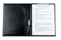 Preview: Klemmbrettmappe DIN A4 mit Blockklemme in CAMBRIDGE Top Grain Rindspaltleder mit heller Kontrastnaht schwarz