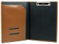 Preview: Klemmbrettmappe DIN A4 mit Blockklemme in CAMBRIDGE Top Grain Rindspaltleder mit heller Kontrastnaht hellbraun