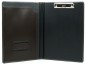 Preview: Klemmbrettmappe DIN A4 mit Blockklemme in CAMBRIDGE Top Grain Rindspaltleder mit heller Kontrastnaht dunkelbraun