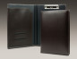 Preview: Klemmbrettmappe DIN A4 mit Blockklemme in CAMBRIDGE Top Grain Rindspaltleder mit heller Kontrastnaht dunkelbraun