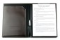 Preview: Klemmbrettmappe DIN A4 mit Blockklemme in CAMBRIDGE Top Grain Rindspaltleder mit heller Kontrastnaht dunkelbraun