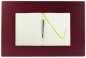 Preview: Schreibunterlage 60 x 40, CAMBRIDGE Top Grain Rindspaltleder mit heller Kontrastnaht,  rot