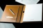 Preview: Schreibmappe DIN A4, incl. Memoblock CAMBRIDGE Top Grain Rindleder hellbraun
