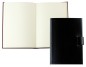 Preview: Notizbuch DIN A5 gebunden mit Verschlusslasche, CAMBRIDGE Top Grain Rindspaltleder schwarz