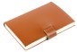 Preview: Notizbuch DIN A5 gebunden mit Verschlusslasche, CAMBRIDGE Top Grain Rindspaltleder hellbraun