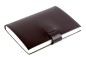 Preview: Notizbuch DIN A5 gebunden mit Verschlusslasche, CAMBRIDGE Top Grain Rindspaltleder dunkelbraun
