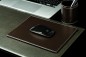 Preview: Mousepad CAMBRIDGE Top Grain Rindspaltleder mit heller Kontrastnaht dunkelbraun