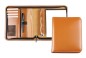 Preview: Design Ringbuch DIN A5, incl. Memoblock, 4-Ring-25mm-Combimechanik CAMBRIDGE Top Grain Rindspaltleder mit heller Kontrastnaht hellbraun