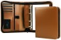 Preview: RV-Ringbuch DIN A5, incl. Memoblock, 4-Ring-25mm-Combimechanik CAMBRIDGE Top Grain Rindspaltleder mit heller Kontrastnaht hellbraun