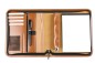Preview: Design Ringbuch DIN A5, incl. Memoblock, 4-Ring-25mm-Combimechanik CAMBRIDGE Top Grain Rindspaltleder mit heller Kontrastnaht hellbraun