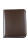 Preview: Design Ringbuch DIN A5, incl. Memoblock, 4-Ring-25mm-Combimechanik CAMBRIDGE Top Grain Rindspaltleder mit heller Kontrastnaht dunkelbraun