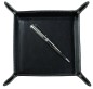 Preview: Taschenleerer / Utensilienschale CAMBRIDGE Top Grain Rindspaltleder mit heller Kontrastnaht schwarz