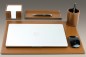 Preview: Schreibunterlage Sekretär 35 x 45, CAMBRIDGE Top Grain Rindspaltleder mit heller Kontrastnaht,  hellbraun