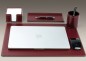 Preview: Schreibunterlage Sekretär 35 x 45, CAMBRIDGE Top Grain Rindspaltleder mit heller Kontrastnaht,  rot