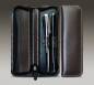 Preview: RV-Schreibgeräteetui DUO - CAMBRIDGE Top Grain Leder - dunkelbraun