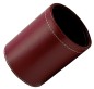 Preview: Stifteköcher rund CAMBRIDGE Top Grain Rindspaltleder mit heller Kontrastnaht rot Format ca. 7,5 x 9 cm hoch