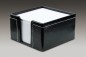 Preview: Zettelkasten mit 500 Blatt Papier CAMBRIDGE Top Grain Rindspaltleder mit heller Kontrastnaht schwarz